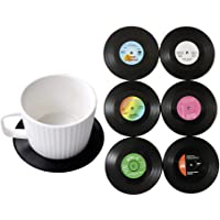 Posavasos Originales- 6 Posavasos en Forma de Vinilo- Posavasos Antideslizantes Estilo Disco Vinilo- Posavasos de…